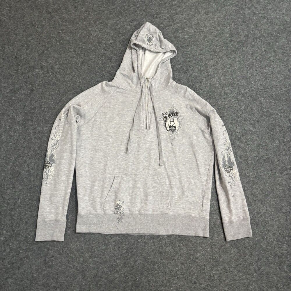 Harley Davidson Hoodie Sweatshirt Womens Size XL 1/2 Zip Pullover Beartooth MT